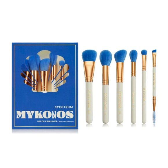 🙌 2/$55 NIB Spectrum Mykonos Set of 6 Brushes Travel Book Makeup - Picture 2 of 6